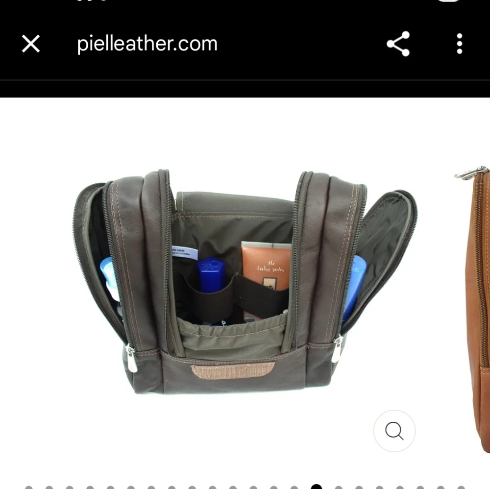 Brown Leather Hanging Travel Toiletry Kit NWOT - Picture 4 of 13